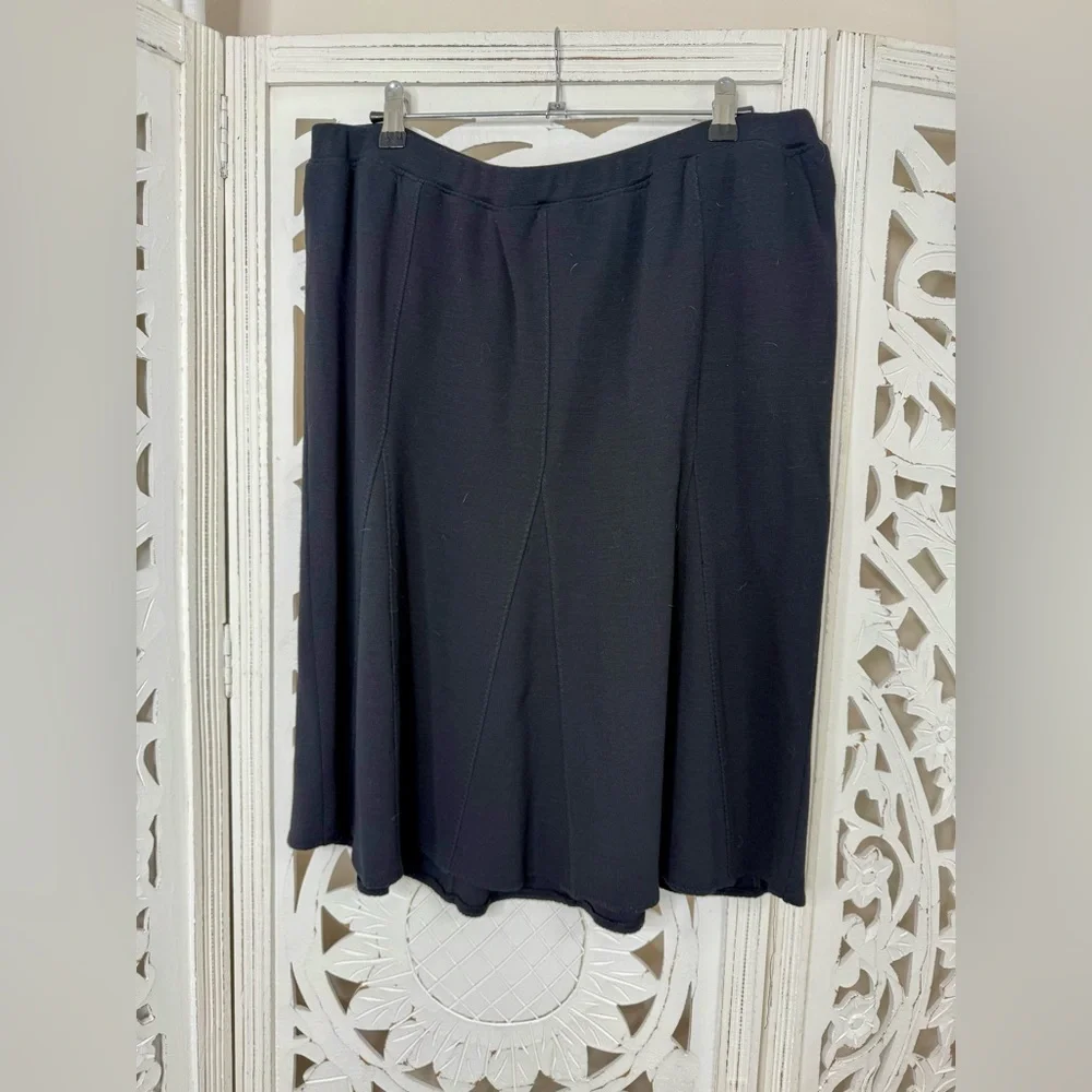 Eileen Fisher Classic Black Knit A-Line Skirt